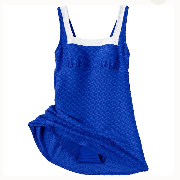 32) Lands end Women's Texture Square Neck Swim Dress NWT size 3x retails $135 - Picture 2 of 11